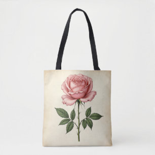 Viktorianische Rosa Rose – Vintage-Botanik AOP Tasche