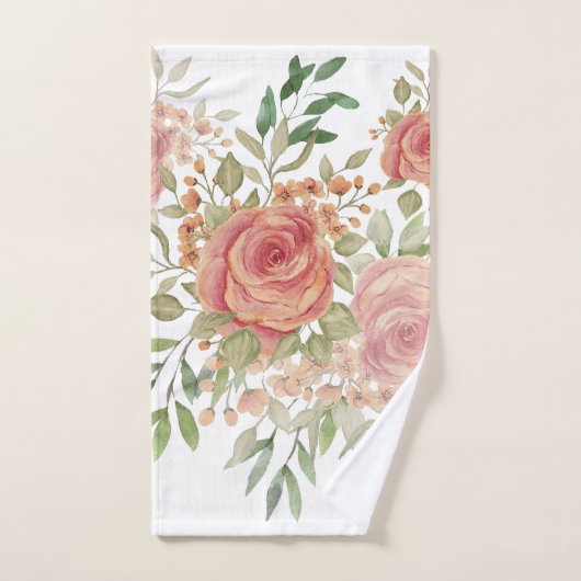 Viktorianische Rosa Rosen Aquarellkunst Badhandtuch Set (Handtuch)