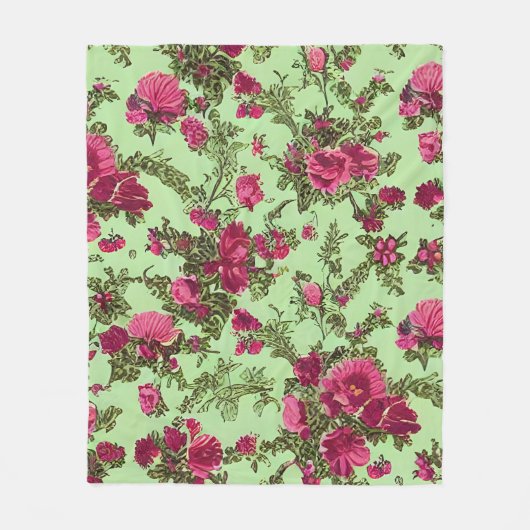 Viktorianische rosa Rosen Fleecedecke (Vorderseite)
