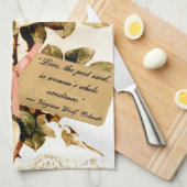 Viktorianische rosa Rosen mit motivierend Zitat Küchentuch (Viertel Falte)