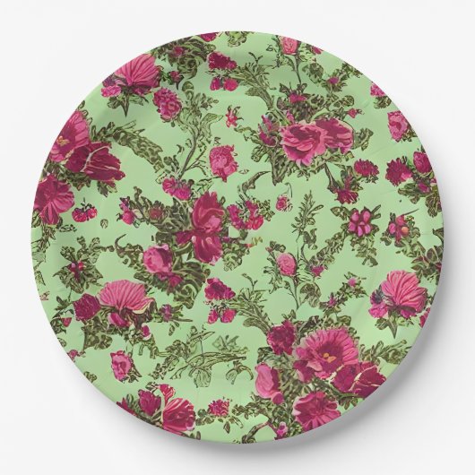 Viktorianische rosa Rosen Pappteller (Vorderseite)