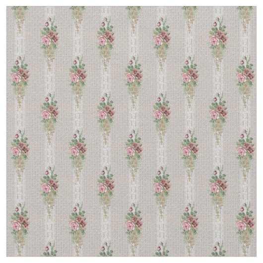 Viktorianische rosa Rosen und weiße Streifen Stoff (Nahaufnahme)