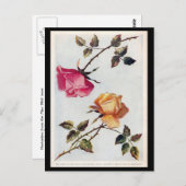 Viktorianische Rosa und Gelbe Rosen Postkarte (Vorne/Hinten)
