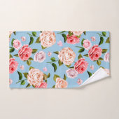 Viktorianische Rose auf blauem Hintergrund Badhandtuch Set (Handtuch)