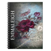 Viktorianische Rose Bohemische Perlen Monogramm Notizblock (Vorderseite)