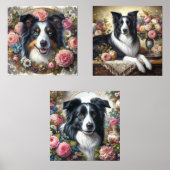 Viktorianische Rose Border Collie Bilderwand Sets (Vorderseite)