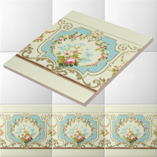 Viktorianische Rose Cluster & Scrolls Border Fliese