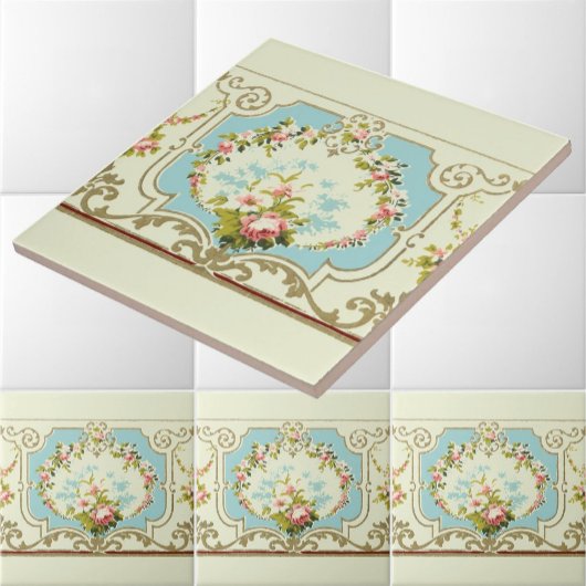 Viktorianische Rose Cluster & Scrolls Border Fliese