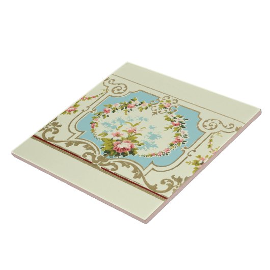 Viktorianische Rose Cluster & Scrolls Border Fliese (Seite)