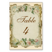 Viktorianische Rose Cream Wedding Table Card Tischnummer (Vorderseite)