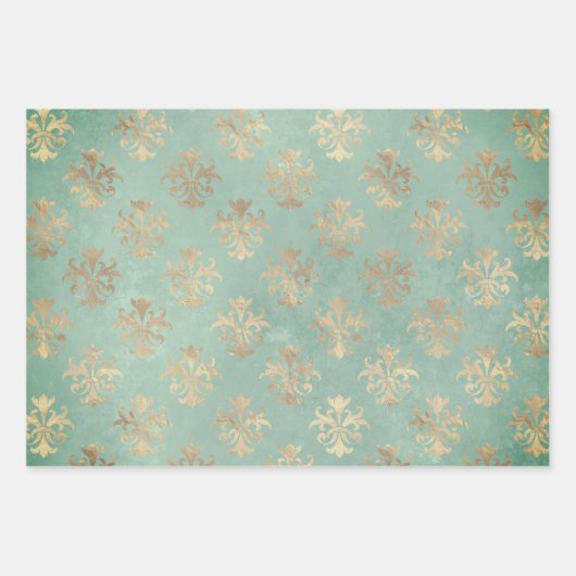 Viktorianische Rose Damast Lilie elegant  Geschenkpapier Set (Vorderseite 2)