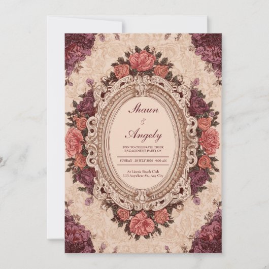 Viktorianische Rose Einladung (Vorderseite)