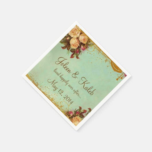 Viktorianische Rose Elegant Personalisiert Napkins Serviette (Ecke)