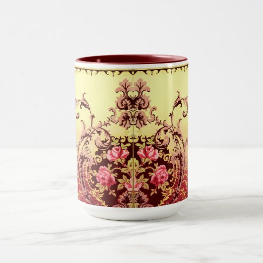 Viktorianische Rose elegante, blumenrote Textilkun Tasse (Zentrum)