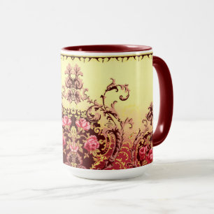 Viktorianische Rose elegante florale rote goldene Tasse