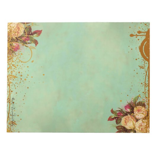 Viktorianische Rose Elegantes Papierformat Notizblock (Vorderseite)