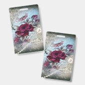 Viktorianische Rose Ephemera Ausweis (Vorder- & Rückseite)