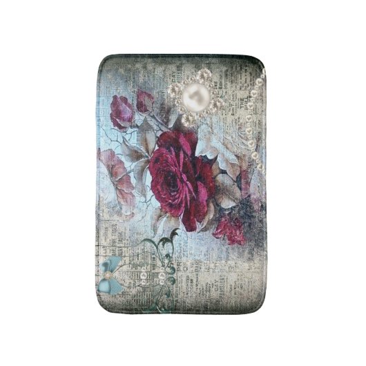 Viktorianische Rose Ephemera Badematte (Vorderseite Vertikal)