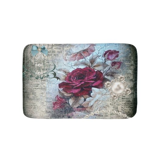 Viktorianische Rose Ephemera Badematte (Vorderseite)