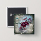 Viktorianische Rose Ephemera Button (Vorne & Hinten)