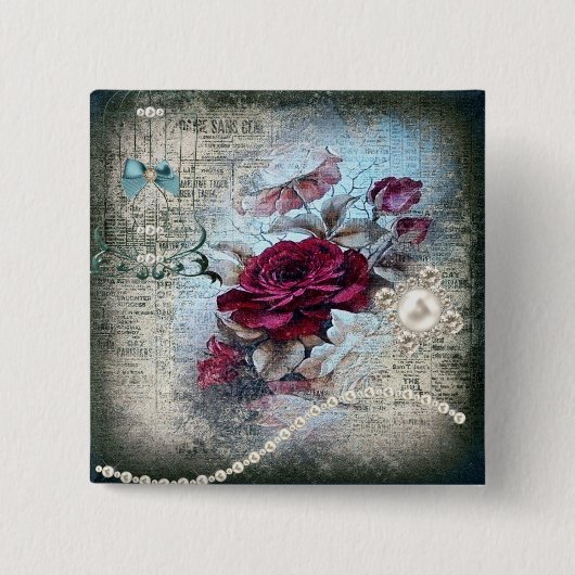 Viktorianische Rose Ephemera Button (Vorderseite)