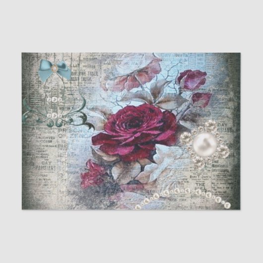 Viktorianische Rose Ephemera Decoupage Seidenpapier (Vorderseite)