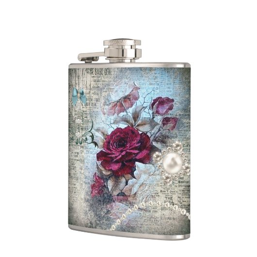 Viktorianische Rose Ephemera Flachmann (Links)