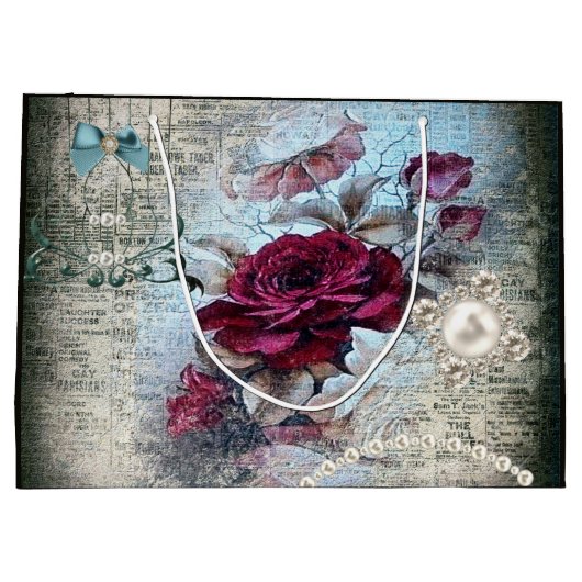 Viktorianische Rose Ephemera Große Geschenktüte (Rückseite)