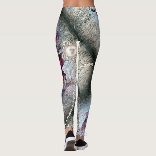 Viktorianische Rose Ephemera Leggings (Rückseite)