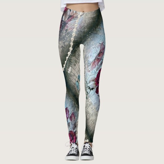 Viktorianische Rose Ephemera Leggings (Vorderseite)