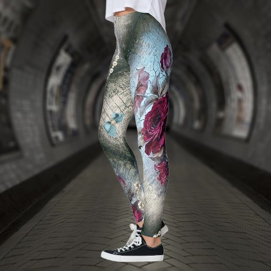 Viktorianische Rose Ephemera Leggings