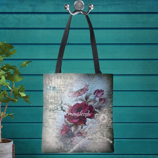 Viktorianische Rose Ephemera Monogram Tasche