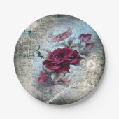 Viktorianische Rose Ephemera Pappteller (Vorderseite)