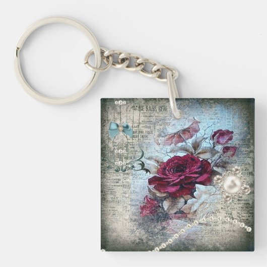 Viktorianische Rose Ephemera Schlüsselanhänger (Vorderseite)