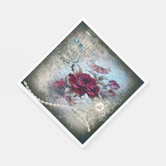 Viktorianische Rose Ephemera Serviette (Ecke)