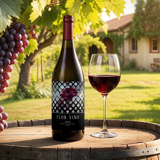 Viktorianische Rose Ephemera Weinetikett