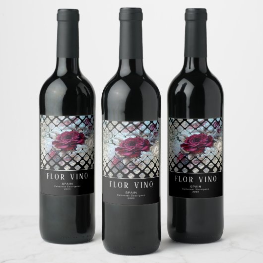 Viktorianische Rose Ephemera Weinetikett (Flaschen)