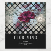 Viktorianische Rose Ephemera Weinetikett (Einzelnes Label)