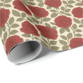 Viktorianische Rose Garten Hübsch Rote Blume Geschenkpapier (Rolleneckpunkt)
