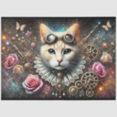 Viktorianische Rose Gold Steampunk Cat Decoupage Seidenpapier (Vorderseite)