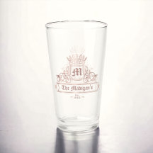 Viktorianische Rose Goldkronen-Monogramm-Pint-Bar