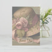 Viktorianische Rose mit Beige Dankeskarte (Stehend Vorderseite)
