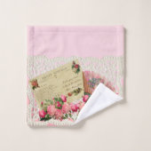 Viktorianische Rose, Postkarte und antiker Lüfter Badhandtuch Set (Waschlappen)