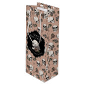 Viktorianische Rose Rosa Bläschen Halloween Geschenktüte Für Weinflaschen (Vorderseite Schrägansicht)