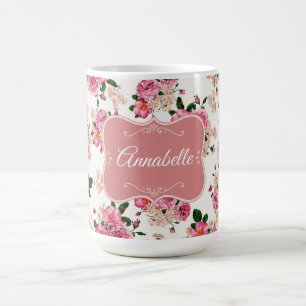 Viktorianische Rose rosa {ersonalisieren} Kaffeetasse