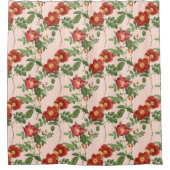 Viktorianische Rose Rosa Streifen Hintergrund Duschvorhang (Vorderseite)
