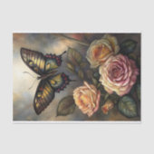 Viktorianische Rose Schmetterling-Decoupage Seidenpapier (Vorderseite)