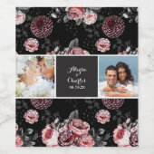 Viktorianische Rose Schwarz Rosa Hochzeitsfoto Col Weinetikett (Einzelnes Label)