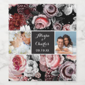 Viktorianische Rose Schwarz Rosa Hochzeitsfoto Col Weinetikett (Einzelnes Label)