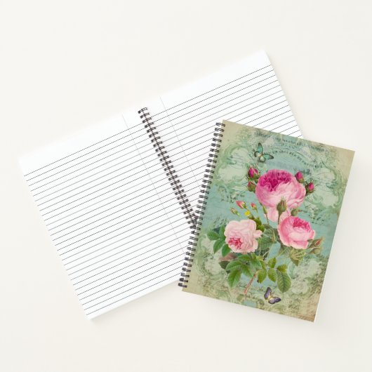 Viktorianische Rose Shabby Chic Style Notebook Notizblock (Innenseite)